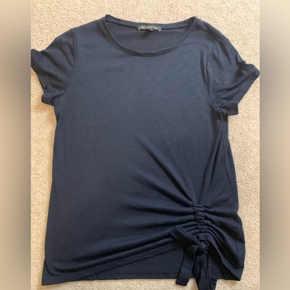 INC International Concepts Women Short Sleeve Ruched Top Size Small Navy Blue - Picture 8 of 8
